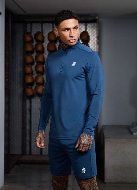 Gym King 365 1/4 Zip Funnel Moonlight Blue Men Clothing J2PFB191