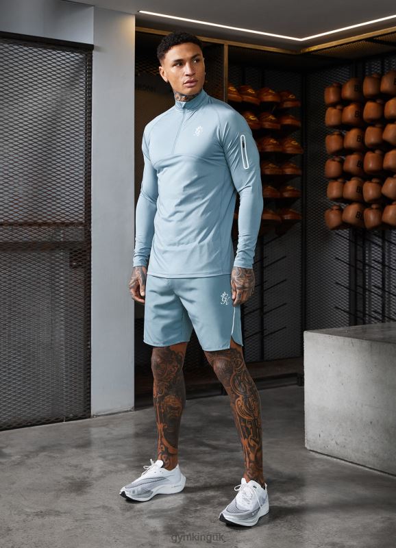 Gym King Contrast Flex 1/4 Zip Smoke Blue Men Clothing J2PFB198