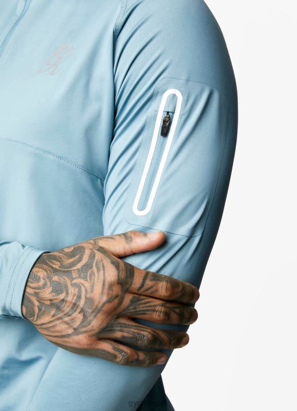 Gym King Contrast Flex 1/4 Zip Smoke Blue Men Clothing J2PFB198