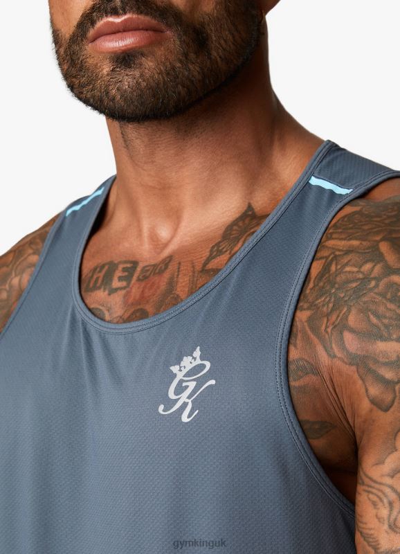 Gym King Contrast Flex Vest Dark Grey/Blue Men Clothing J2PFB174
