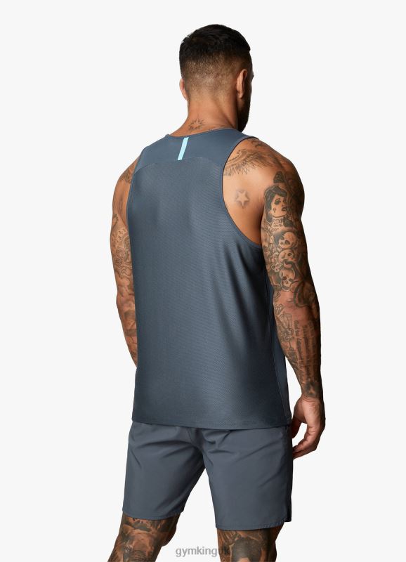 Gym King Contrast Flex Vest Dark Grey/Blue Men Clothing J2PFB174
