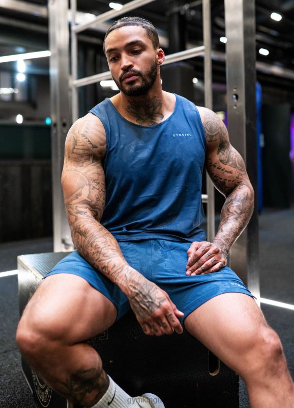 Gym King Debossed Camo Vest Moonlight Blue Men Clothing J2PFB169