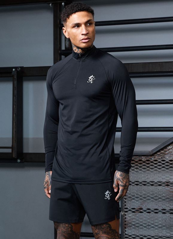 Gym King Energy 1/4 Zip Funnel Black Men Clothing J2PFB200