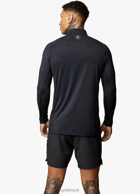 Gym King Energy 1/4 Zip Funnel Black Men Clothing J2PFB200