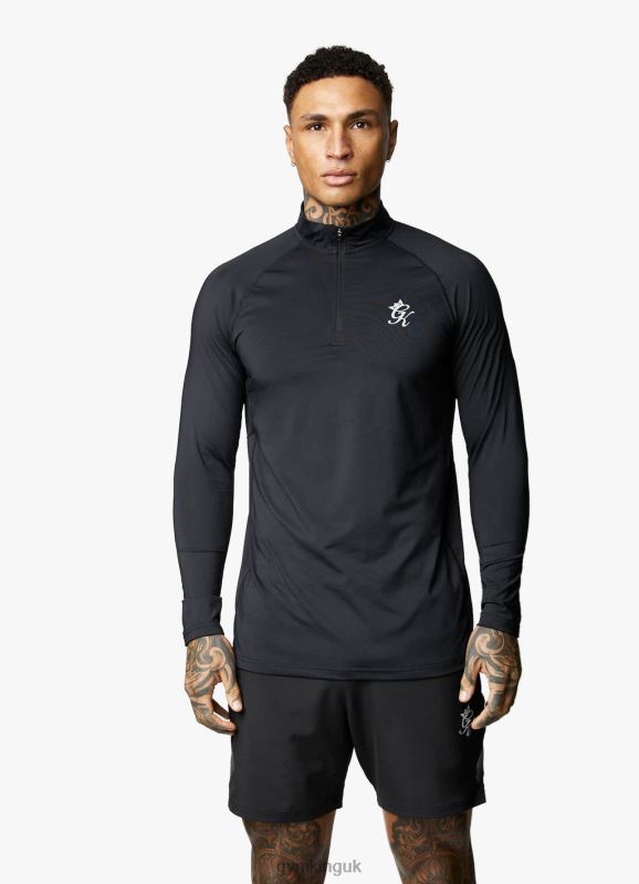 Gym King Energy 1/4 Zip Funnel Black Men Clothing J2PFB200