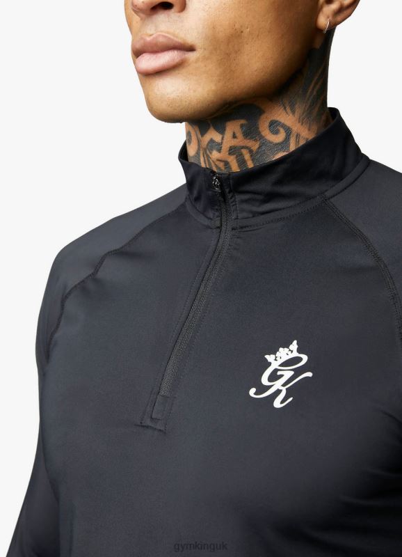 Gym King Energy 1/4 Zip Funnel Black Men Clothing J2PFB200