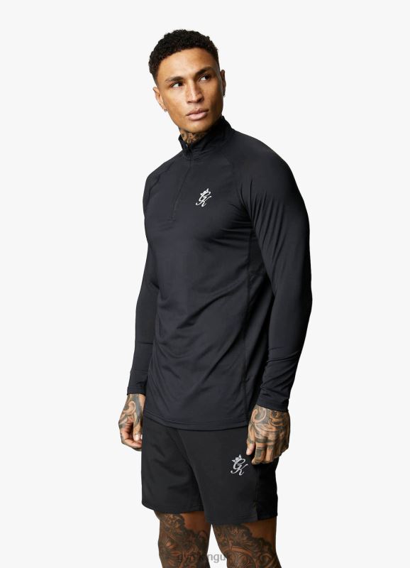 Gym King Energy 1/4 Zip Funnel Black Men Clothing J2PFB200