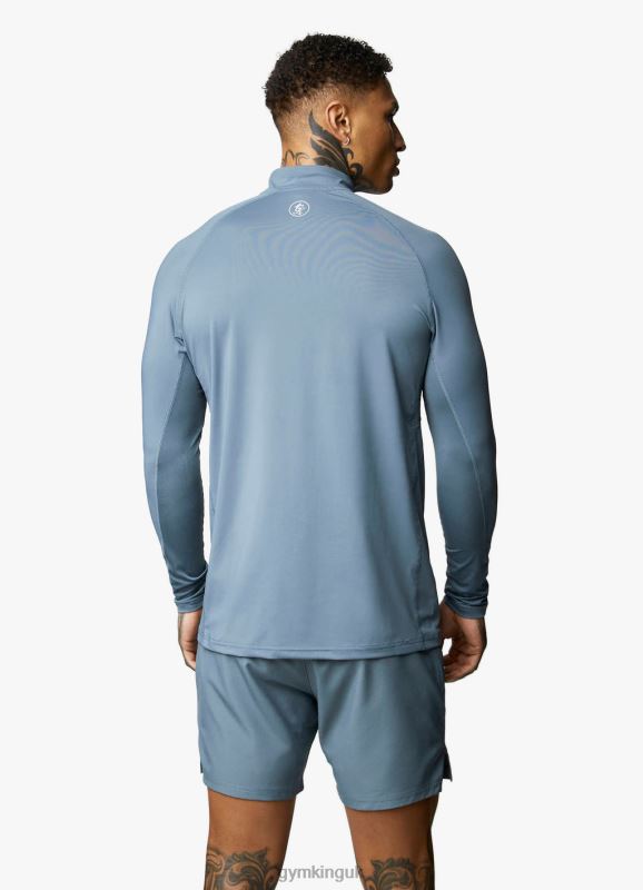 Gym King Energy 1/4 Zip Funnel Petrol Blue Men Clothing J2PFB192