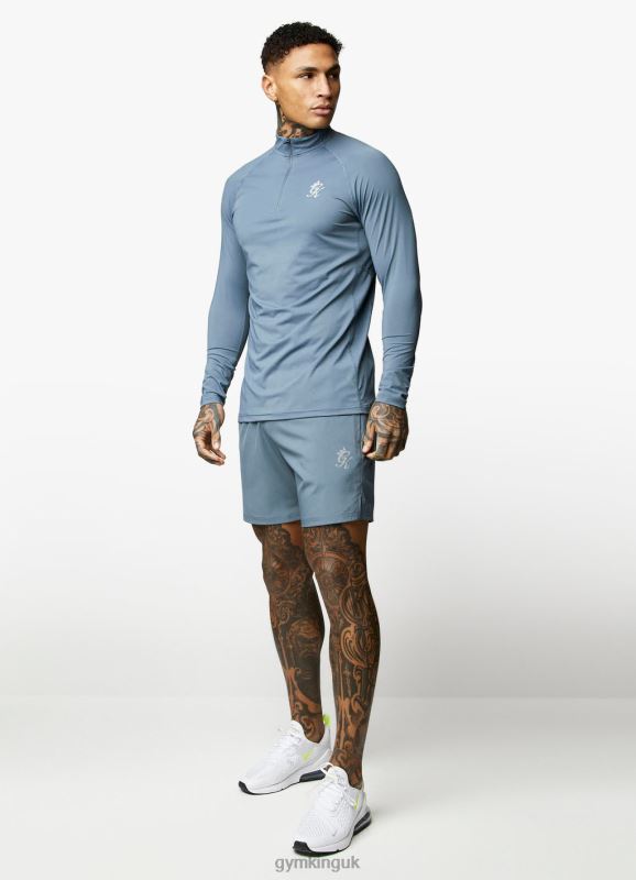 Gym King Energy 1/4 Zip Funnel Petrol Blue Men Clothing J2PFB192