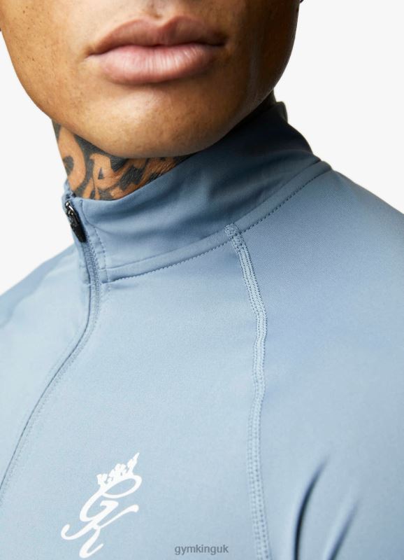 Gym King Energy 1/4 Zip Funnel Petrol Blue Men Clothing J2PFB192
