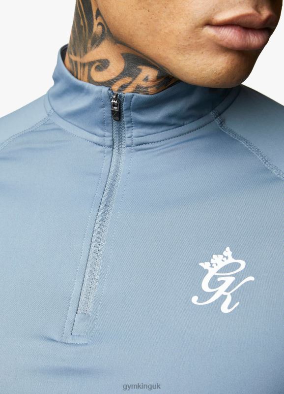 Gym King Energy 1/4 Zip Funnel Petrol Blue Men Clothing J2PFB192
