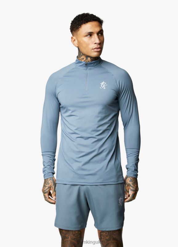 Gym King Energy 1/4 Zip Funnel Petrol Blue Men Clothing J2PFB192