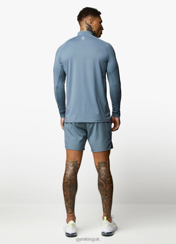 Gym King Energy 1/4 Zip Funnel Petrol Blue Men Clothing J2PFB192