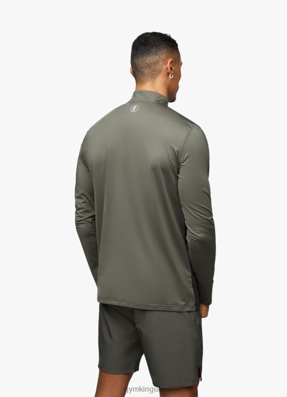 Gym King React 1/4 Zip Khaki/Black Men Clothing J2PFB189