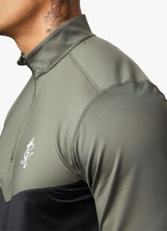 Gym King React 1/4 Zip Khaki/Black Men Clothing J2PFB189