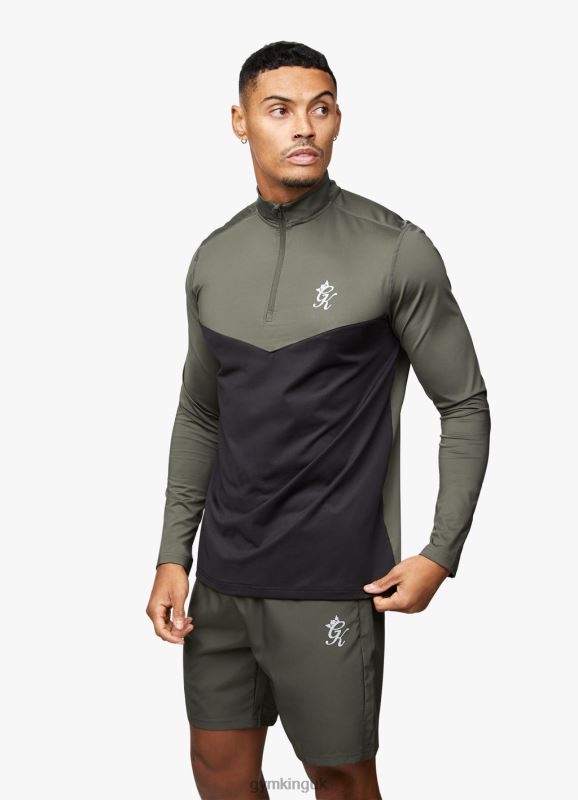 Gym King React 1/4 Zip Khaki/Black Men Clothing J2PFB189