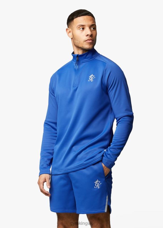 Gym King Velocity 1/4 Zip Funnel Electric Blue/Black Men Clothing J2PFB190