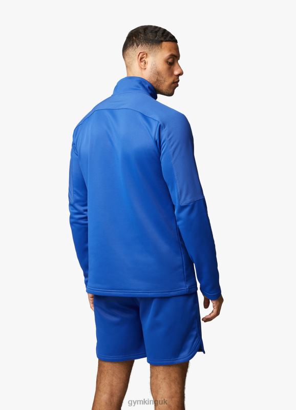 Gym King Velocity 1/4 Zip Funnel Electric Blue/Black Men Clothing J2PFB190
