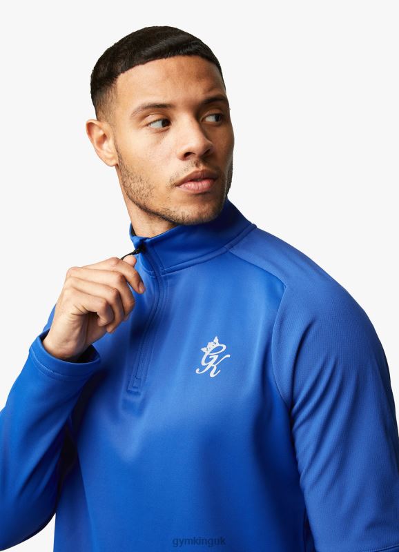 Gym King Velocity 1/4 Zip Funnel Electric Blue/Black Men Clothing J2PFB190