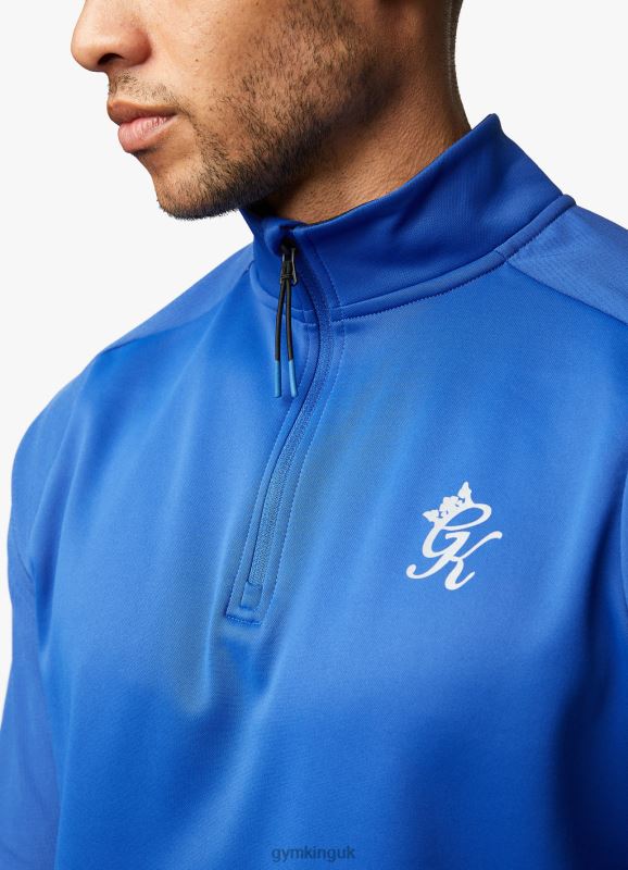 Gym King Velocity 1/4 Zip Funnel Electric Blue/Black Men Clothing J2PFB190