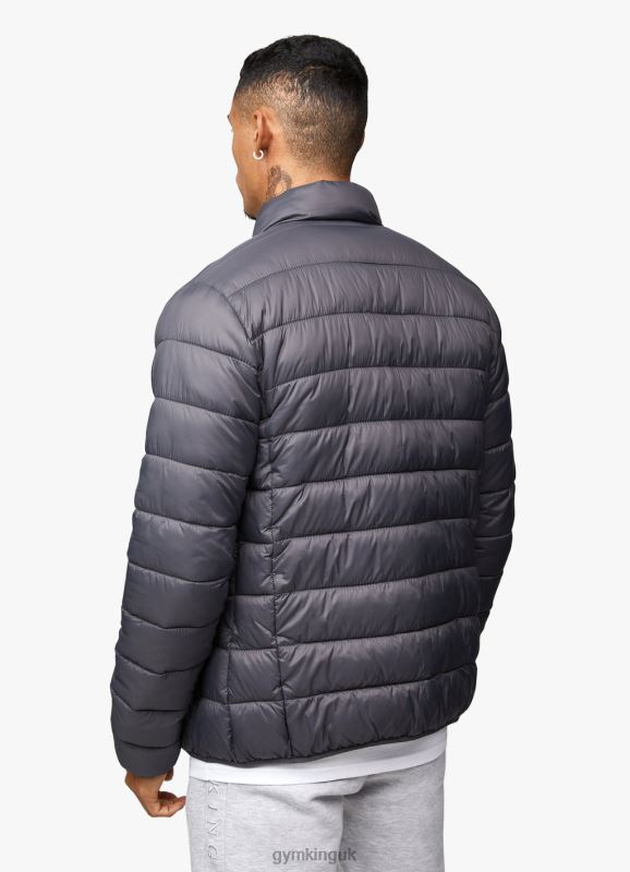 Gym King Lightweight Packaway Puffer Jacket Dark Grey Men Clothing J2PFB313