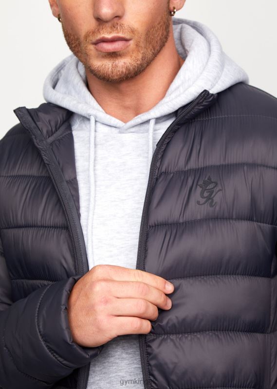 Gym King Lightweight Packaway Puffer Jacket Dark Grey Men Clothing J2PFB313