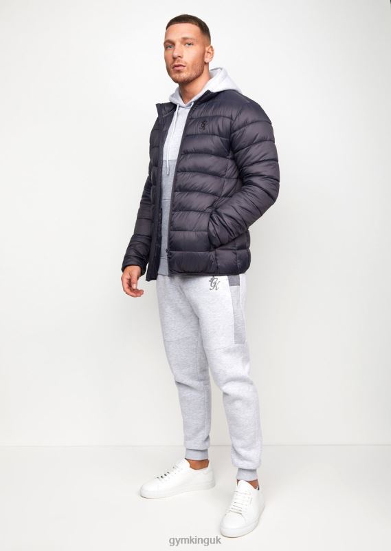 Gym King Lightweight Packaway Puffer Jacket Dark Grey Men Clothing J2PFB313