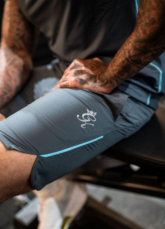 Gym King Contrast Flex 6'' Short Dark Grey/Blue Men Clothing J2PFB107