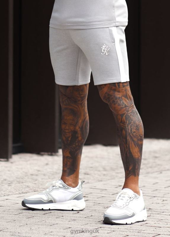 Gym King Core Plus Poly Short Grey Marl/White Men Clothing J2PFB84