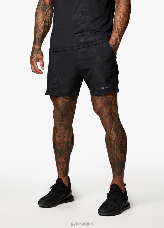 Gym King Debossed Camo Short 5\'\' Black Men Clothing J2PFB88