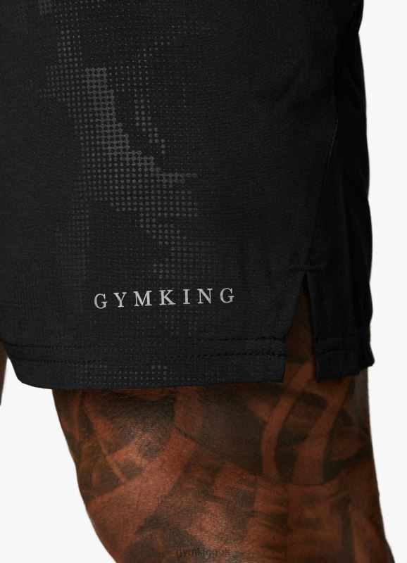 Gym King Debossed Camo Short 5\'\' Black Men Clothing J2PFB88
