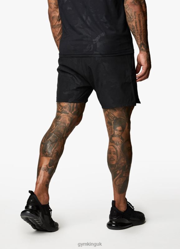 Gym King Debossed Camo Short 5\'\' Black Men Clothing J2PFB88