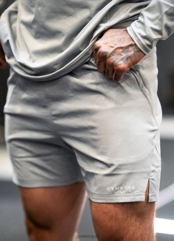 Gym King Debossed Camo Short 5'' Cloudy Grey Men Clothing J2PFB105