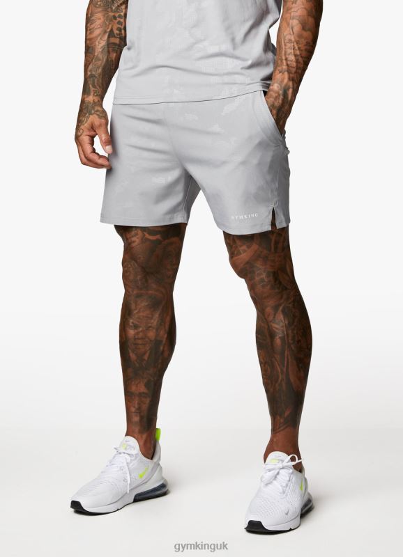 Gym King Debossed Camo Short 5\'\' Cloudy Grey Men Clothing J2PFB105