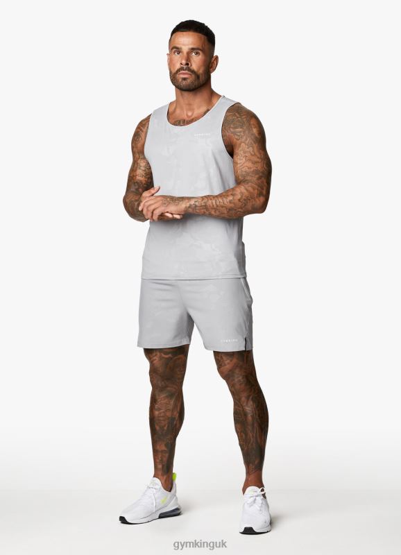 Gym King Debossed Camo Short 5\'\' Cloudy Grey Men Clothing J2PFB105