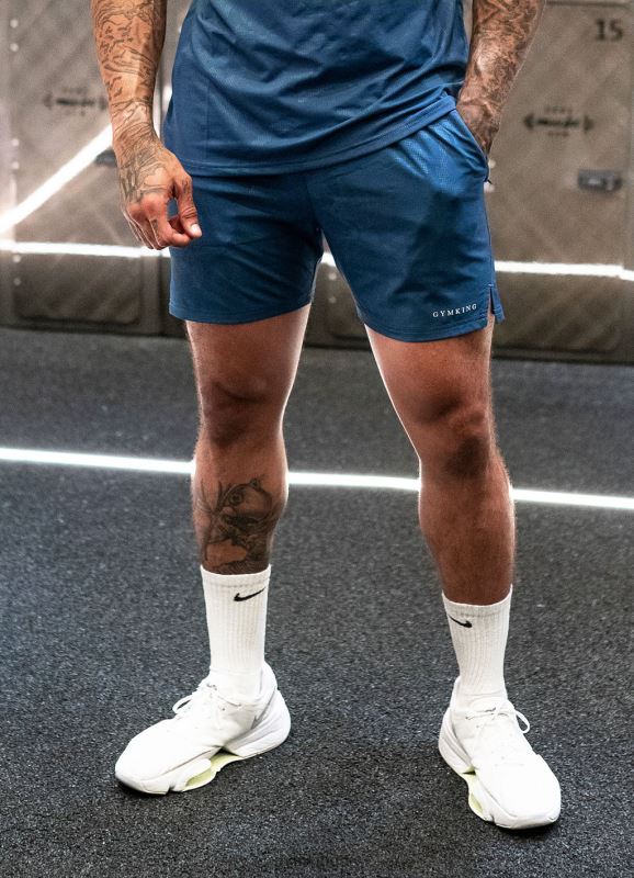 Gym King Debossed Camo Short 5'' Moonlight Blue Men Clothing J2PFB106