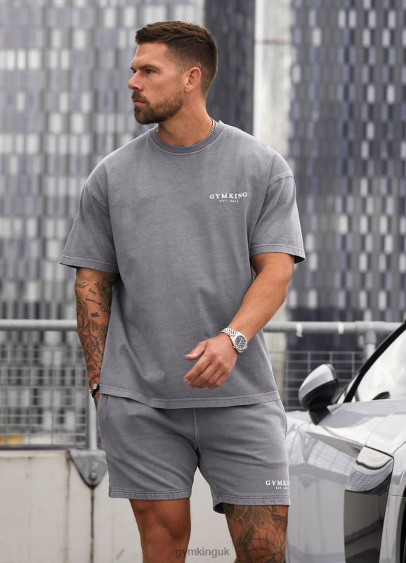 Gym King Est. Legacy Short Washed Grey Men Clothing J2PFB91