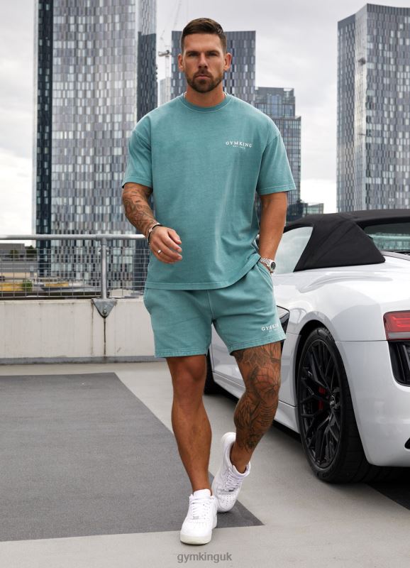Gym King Est. Legacy Short Washed Ink Teal Men Clothing J2PFB93