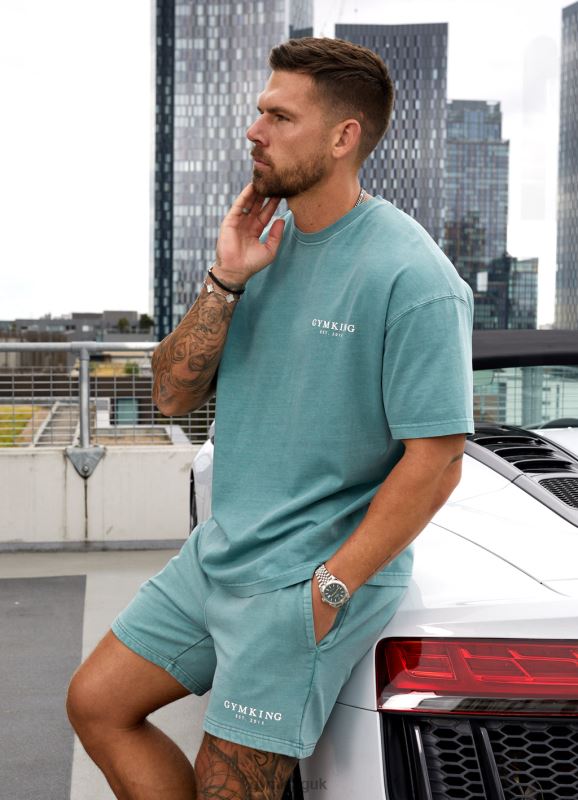 Gym King Est. Legacy Short Washed Ink Teal Men Clothing J2PFB93