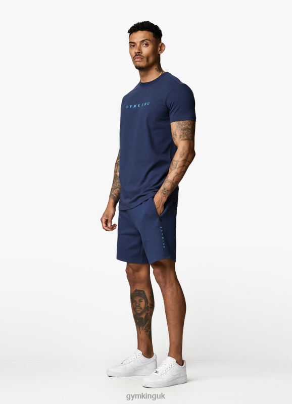 Gym King Linear Print Interlock Short Moonlight Blue Men Clothing J2PFB118