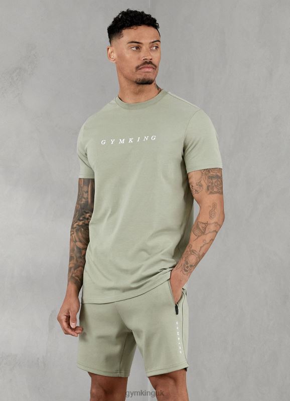 Gym King Linear Print Interlock Short Soft Khaki Men Clothing J2PFB98