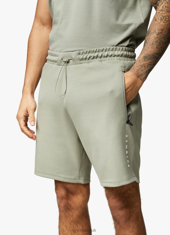 Gym King Linear Print Interlock Short Soft Khaki Men Clothing J2PFB98