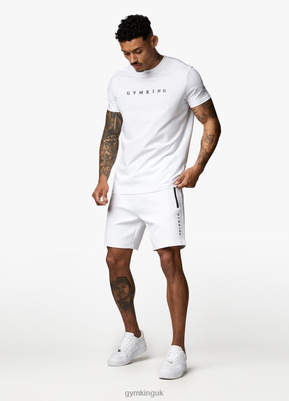 Gym King Linear Print Interlock Short White Men Clothing J2PFB120