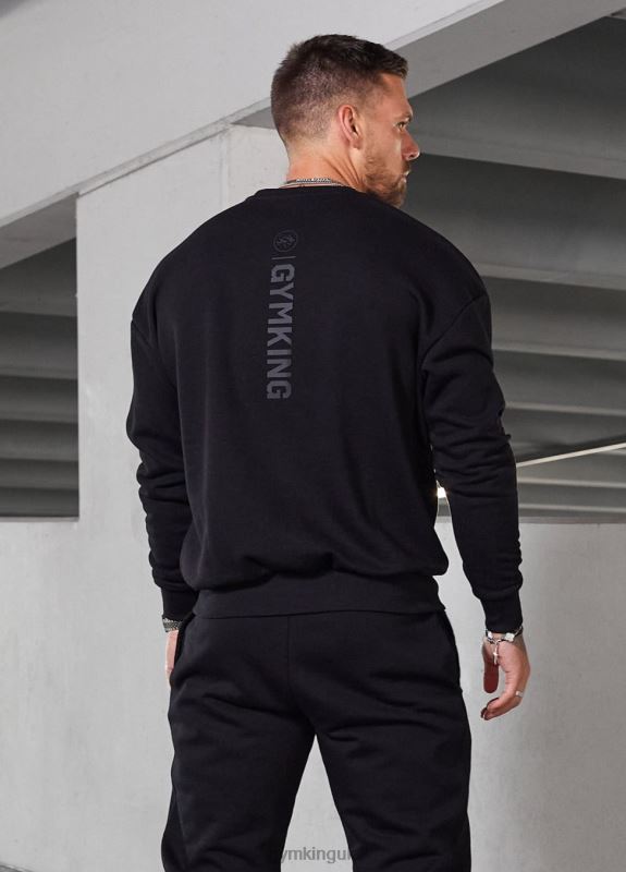 Gym King Aventus Drop Shoulder Crew Black Men Clothing J2PFB208