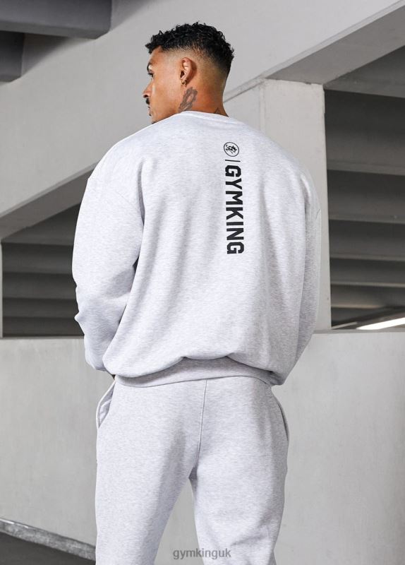 Gym King Aventus Drop Shoulder Crew Snow Marl Men Clothing J2PFB207