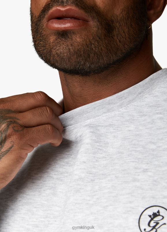 Gym King Aventus Drop Shoulder Crew Snow Marl Men Clothing J2PFB207