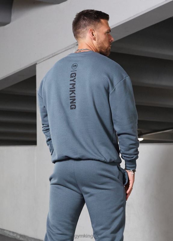 Gym King Aventus Drop Shoulder Crew Storm Blue Men Clothing J2PFB206