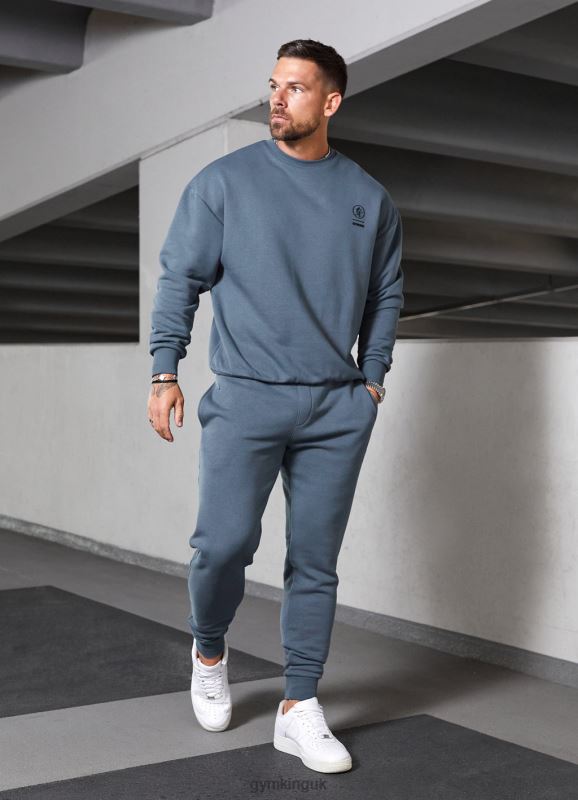 Gym King Aventus Drop Shoulder Crew Storm Blue Men Clothing J2PFB206