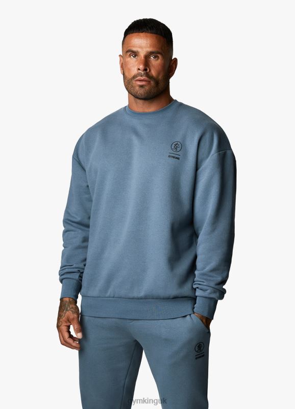 Gym King Aventus Drop Shoulder Crew Storm Blue Men Clothing J2PFB206