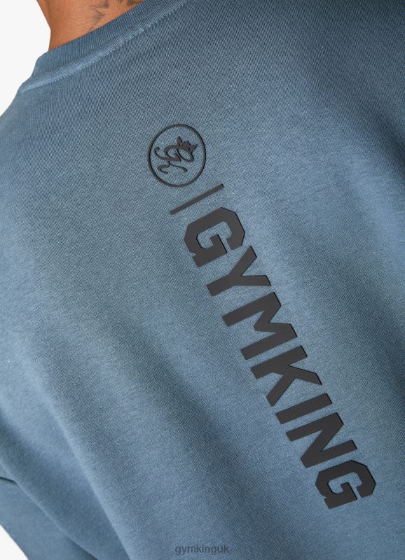 Gym King Aventus Drop Shoulder Crew Storm Blue Men Clothing J2PFB206